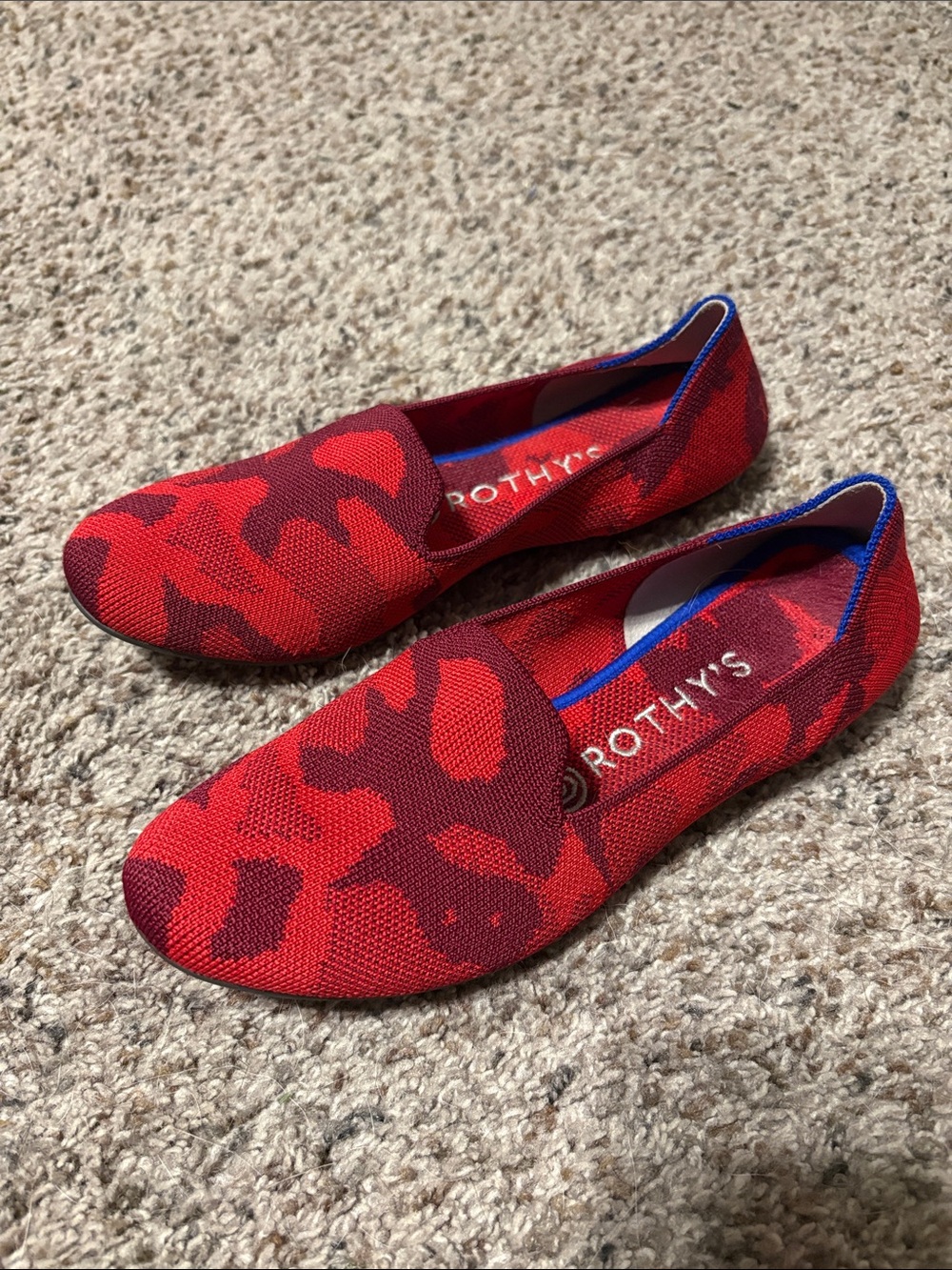 Rothy's Red and Burgundy Camouflage Flats
